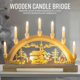 Globrite Christmas Candle Bridge with 10 LED Lights Battery Operated Home Decor - thumbnail 3