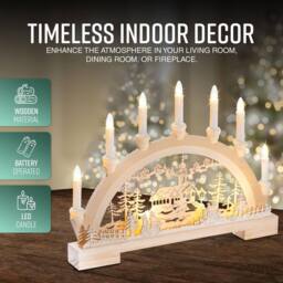 Globrite Christmas Candle Bridge with 10 LED Lights Battery Operated Home Decor - thumbnail 2