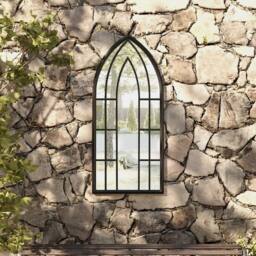 Berkfield Home Garden Mirror Black 100x45 cm Iron for Outdoor Use - thumbnail 2