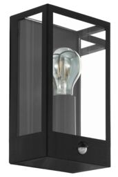 Eglo Alamonte Metal IP44 Outdoor Wall Light With Sensor in Black