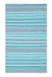 Homescapes Modern Scandinavian Style Striped Cotton Rug in Blue - Size: 90 cm x 150 cm - thumbnail 2