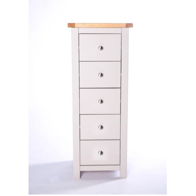 Cabinet Bits Argenta 5 Drawer Narrow Chest of Drawers Chrome Knob in Light Grey - image 1