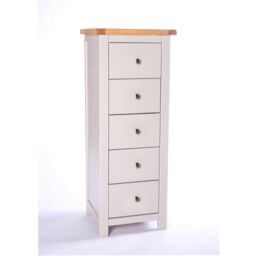 Cabinet Bits Argenta 5 Drawer Narrow Chest of Drawers Chrome Knob in Light Grey - thumbnail 2