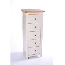 Cabinet Bits Argenta 5 Drawer Narrow Chest of Drawers Chrome Knob in Light Grey - thumbnail 3