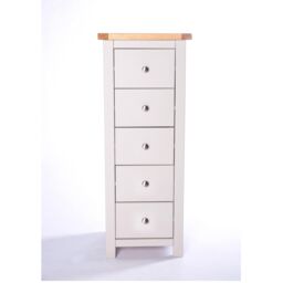 Cabinet Bits Argenta 5 Drawer Narrow Chest of Drawers Chrome Knob in Light Grey - thumbnail 1