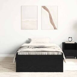 Berkfield Home Bed Frame without Mattress Black Oak 90x190 cm Engineered Wood - thumbnail 3