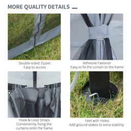 OUTSUNNY Polycarbonate Hardtop Gazebo with Aluminium Frame & Curtains in Dark Grey - thumbnail 5