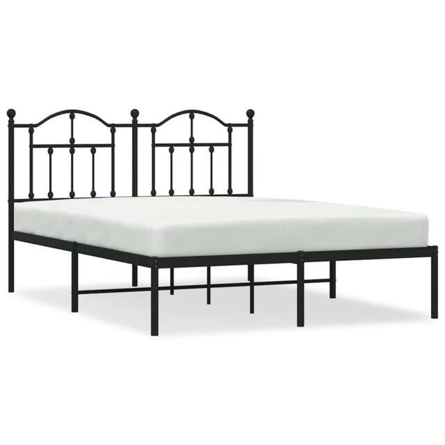 Berkfield Home Metal Bed Frame with Headboard Black 140x190 cm - image 1