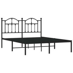 Berkfield Home Metal Bed Frame with Headboard Black 140x190 cm - thumbnail 3