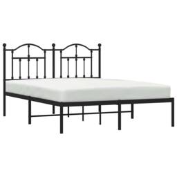 Berkfield Home Metal Bed Frame with Headboard Black 140x190 cm - thumbnail 4
