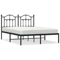 Berkfield Home Metal Bed Frame with Headboard Black 140x190 cm - thumbnail 1
