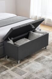 Home Discount Vida Designs Valencia Storage Ottoman Velvet Fabric UKFR Furniture in Dark Grey