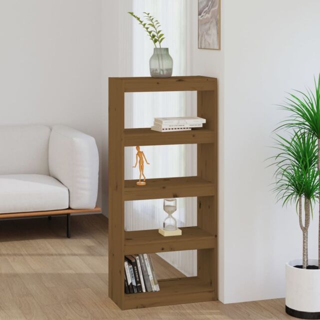 Berkfield Home Book Cabinet/Room Divider Honey Brown 60x30x135.5 cm Wood Pine - image 1