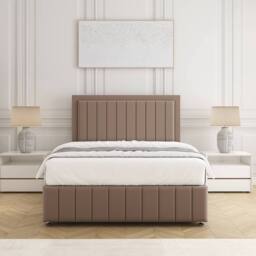 "BSSPOKE Sophia Plush Velvet Divan Bed Set 24""Headboard & 4Drawers No Mattress in Taupe - Size: Small Double" - thumbnail 3