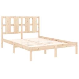 Berkfield Home Bed Frame Solid Wood 135x190 cm Double in Brown - thumbnail 4
