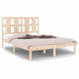 Berkfield Home Bed Frame Solid Wood 135x190 cm Double in Brown - thumbnail 2