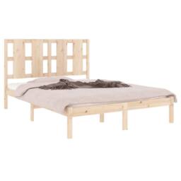 Berkfield Home Bed Frame Solid Wood 135x190 cm Double in Brown - thumbnail 3