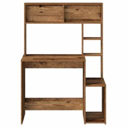Berkfield Home Desk with Shelves Old Wood 100x45x140 cm Engineered Wood in Brown - Size: 100 x 45 x 140 cm - thumbnail 4
