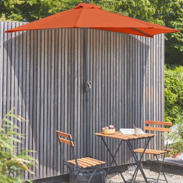 sweeek 2.5m Round Half Parasol For Balcony in Terracotta - image 1