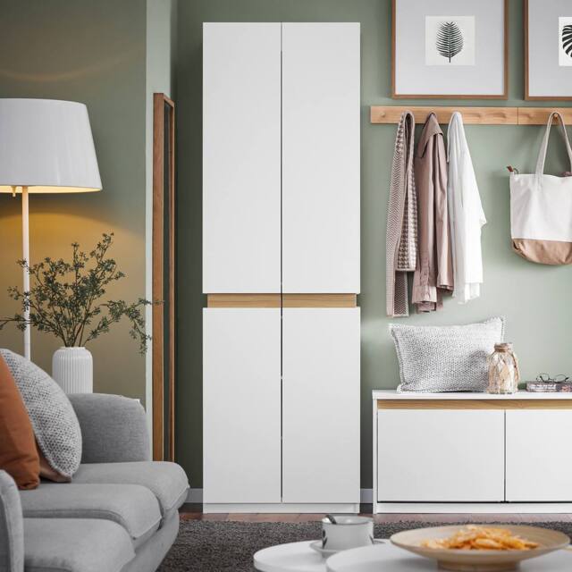 SoBuy Tall Space-Saver Shoe Cabinet - White & Wood Accent - image 1