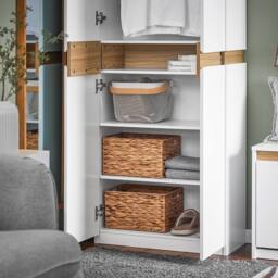 SoBuy Tall Space-Saver Shoe Cabinet - White & Wood Accent - thumbnail 3