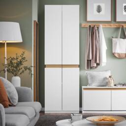 SoBuy Tall Space-Saver Shoe Cabinet - White & Wood Accent - thumbnail 1