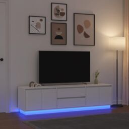 Berkfield Home TV Cabinet with LED Lights White 193.5x41x50 cm - thumbnail 1