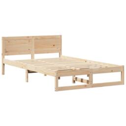 Berkfield Home Classic Bed Frame Natural Pine wood 120 x 190 cm Durable Minimalist in Beige - thumbnail 3