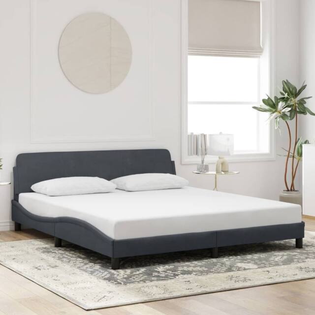 Berkfield Home Bed Frame without Mattress Dark Grey 180x200 cm Super King Velvet - image 1