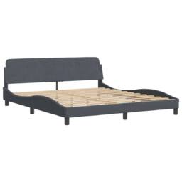 Berkfield Home Bed Frame without Mattress Dark Grey 180x200 cm Super King Velvet - thumbnail 3