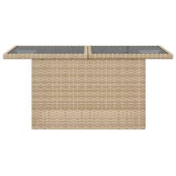 Berkfield Home Garden Table with Glass Top Beige 100x55x73 cm Poly Rattan - Size: 100 x 55 x 73 cm - thumbnail 5