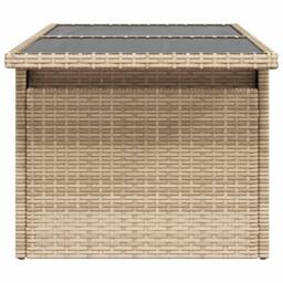 Berkfield Home Garden Table with Glass Top Beige 100x55x73 cm Poly Rattan - Size: 100 x 55 x 73 cm - thumbnail 6
