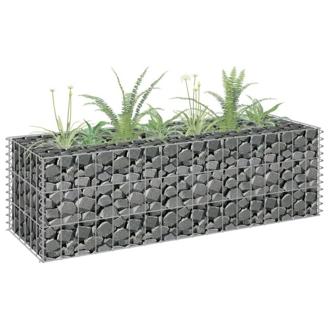Berkfield Home Gabion Raised Bed Galvanised Steel 90x30x30 cm in Silver - Size: 90 x 30 x 30 cm - image 1