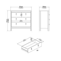Wyld Haus Wildberry Matt Black 3 Drawer Chest with Leather Strap Handles - thumbnail 9