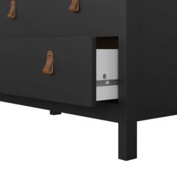 Wyld Haus Wildberry Matt Black 3 Drawer Chest with Leather Strap Handles - thumbnail 8