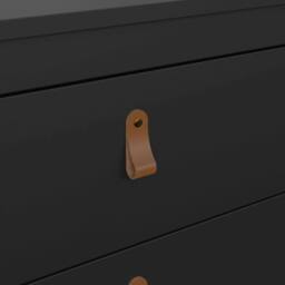 Wyld Haus Wildberry Matt Black 3 Drawer Chest with Leather Strap Handles - thumbnail 7