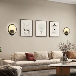Pheashine Modern Black Round LED Wall Light, 12W 3000K Warm Light Sconce, 23cm - thumbnail 7