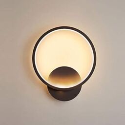 Pheashine Modern Black Round LED Wall Light, 12W 3000K Warm Light Sconce, 23cm - thumbnail 1