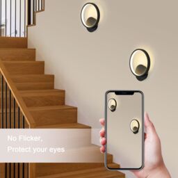 Pheashine Modern Black Round LED Wall Light, 12W 3000K Warm Light Sconce, 23cm - thumbnail 6