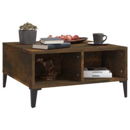Berkfield Home Coffee Table Smoked Oak 60x60x30 cm Engineered Wood in Brown - Size: 60 x 60 x 30 cm - thumbnail 5