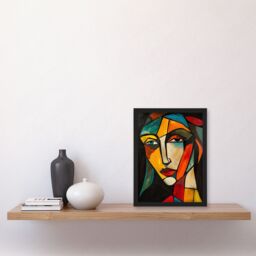 Artery8 Woman Portrait Stained Glass Cubism Colourful Framed Art Print - Size: A4 - thumbnail 4