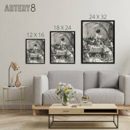 "Artery8 Great Passion The Last Supper Albrecht Durer Framed Canvas Wall Art in Grey - Size: W12"" x H16""" - thumbnail 4