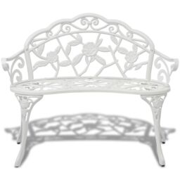 Berkfield Home Garden Bench 100 cm Cast Aluminium White - thumbnail 2