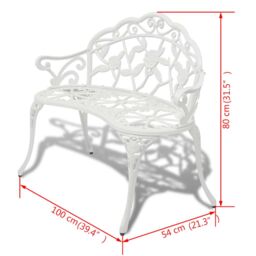 Berkfield Home Garden Bench 100 cm Cast Aluminium White - thumbnail 4