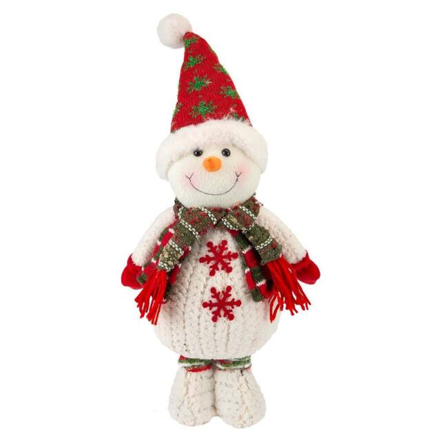 VFM e-Store Christmas Standing Snowman Decoration Plush 41.5cm x 21.5cm White X 1 - Size: 41.5 cm x 21.5 cm - image 1