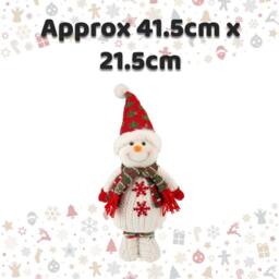 VFM e-Store Christmas Standing Snowman Decoration Plush 41.5cm x 21.5cm White X 1 - Size: 41.5 cm x 21.5 cm - thumbnail 2
