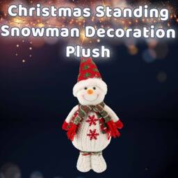 VFM e-Store Christmas Standing Snowman Decoration Plush 41.5cm x 21.5cm White X 1 - Size: 41.5 cm x 21.5 cm - thumbnail 3
