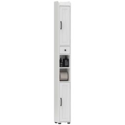 HOMCOM Tall Bathroom Storage Cabinet Slim Bathroom Cabinet with Drawer White - thumbnail 2