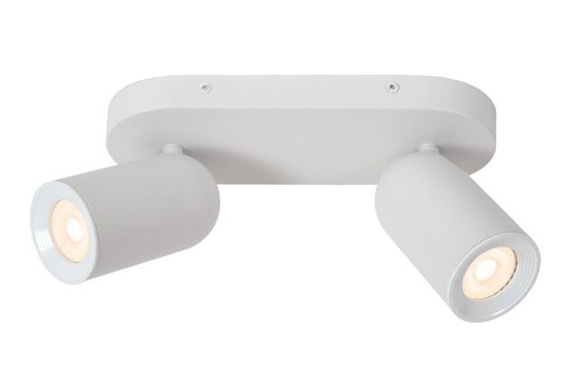 Lucide 'PUNCH' Dimmable Tiltable Adjustable Classic Ceiling Spotlight 2xGU10 in White - image 1