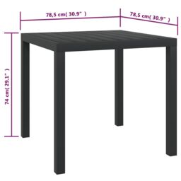 Berkfield Home Garden Table Black 80x80x74 cm Aluminium & WPC - Size: 80 x 80 x 74 cm - thumbnail 5